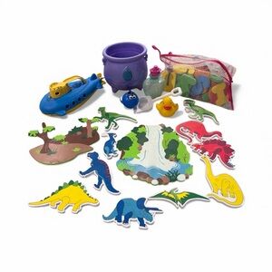 Bath Toy Lot Green Toys Submarine, Dino Scene & Alphabet/Number foam Sets & More
